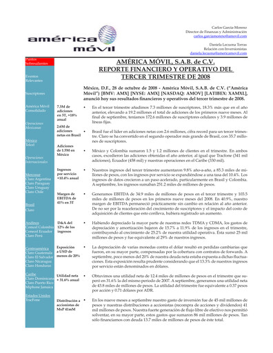Thumbnail America Movil Quarterly Report 2008-q3