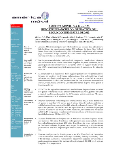 Thumbnail America Movil Quarterly Report 2013-q2