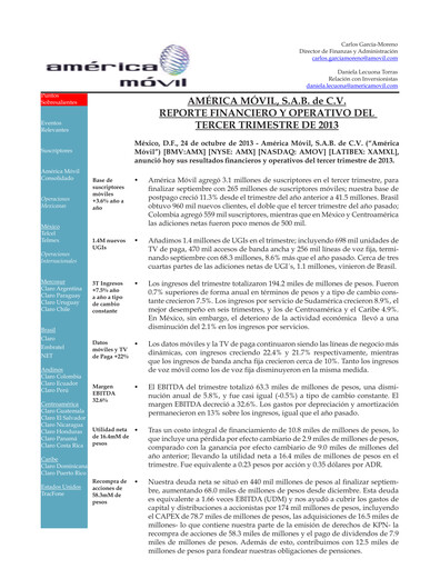Thumbnail America Movil Quarterly Report 2013-q3