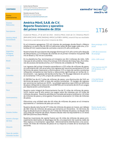 Thumbnail America Movil Quarterly Report 2016-q1