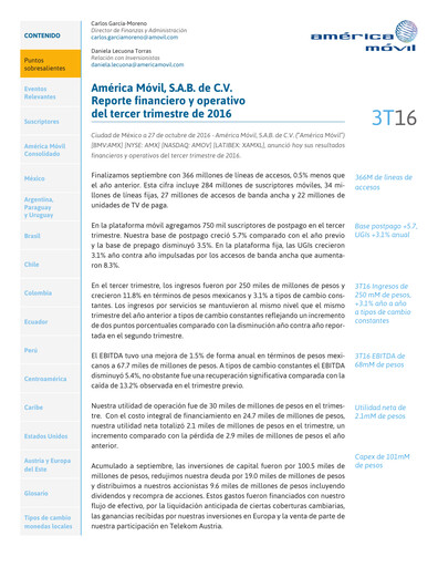 Thumbnail America Movil Quarterly Report 2016-q3