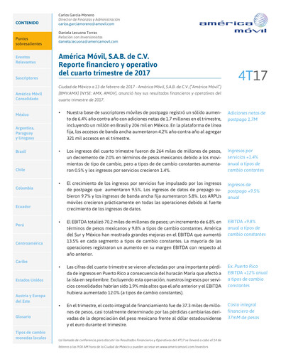 Thumbnail America Movil Quarterly Report 2017-q4