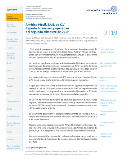 Thumbnail America Movil Quarterly Report 2019-q2