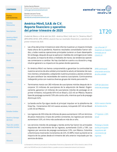Thumbnail America Movil Quarterly Report 2020-q1