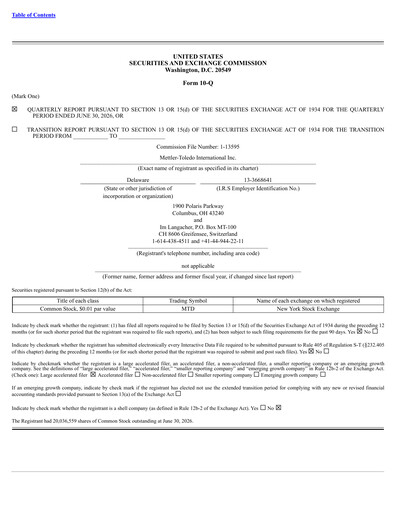 Miniature Mettler Toledo Rapport trimestriel 2026-q2