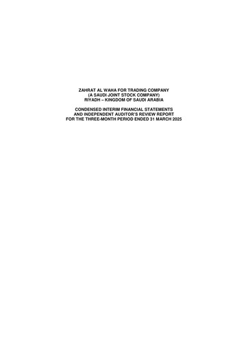 Thumbnail Zahrat Al Waha For Trading Company Quarterly Report 2025-q1