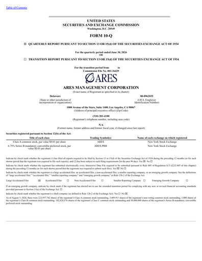 Miniature Ares Management
 Rapport trimestriel 2026-q2