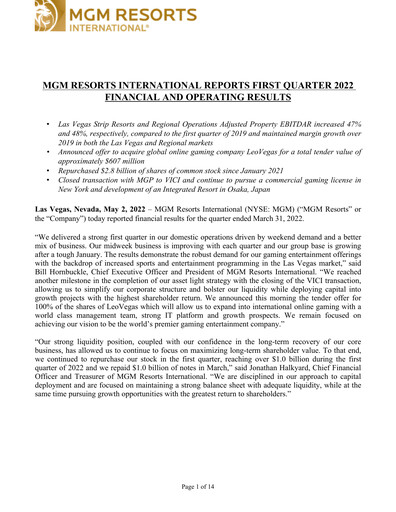 Thumbnail MGM Resorts

 Quarterly Report 2022-q1