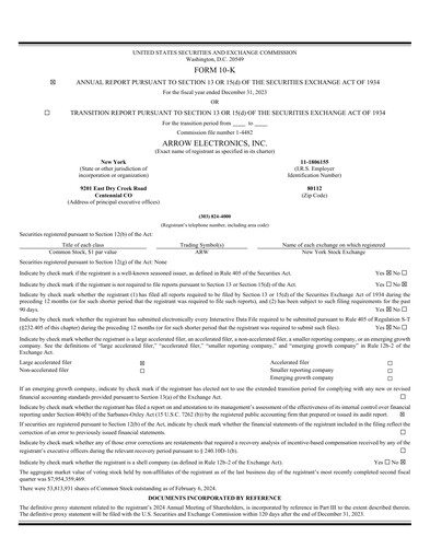 Thumbnail Arrow Electronics
 Annual Report 2023
