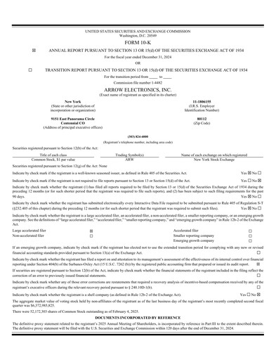 Thumbnail Arrow Electronics
 Annual Report 2024