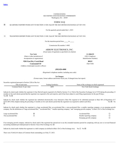 Thumbnail Arrow Electronics
 Quarterly Report 2023-q2