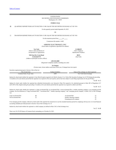 Thumbnail Arrow Electronics
 Quarterly Report 2023-q3