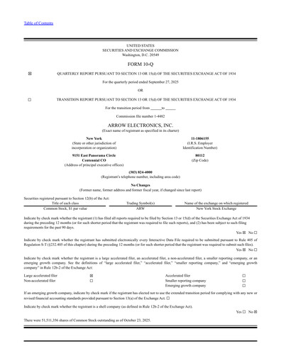 Thumbnail Arrow Electronics
 Quarterly Report 2025-q3