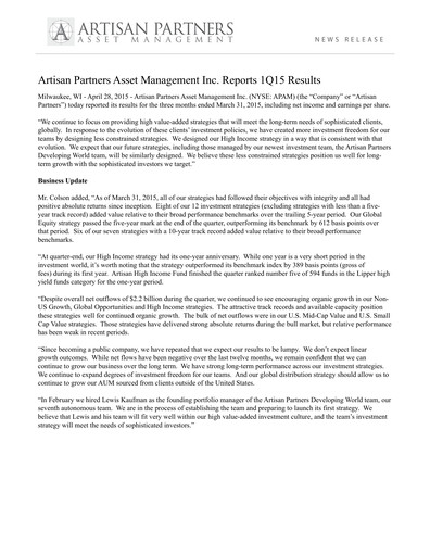 Thumbnail Artisan Partners Quarterly Report 2015-q1