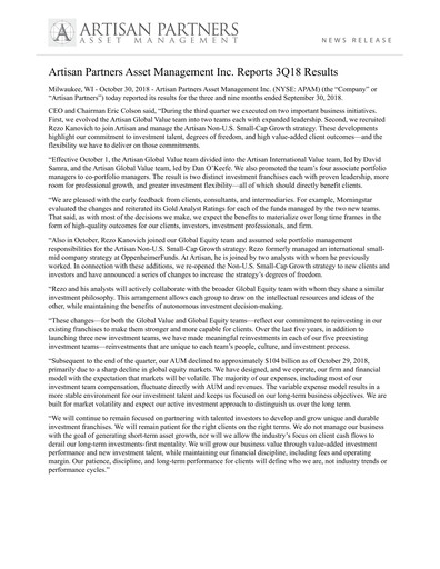 Thumbnail Artisan Partners Quarterly Report 2018-q3
