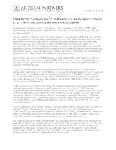 Thumbnail Artisan Partners Quarterly Report 2019-q4