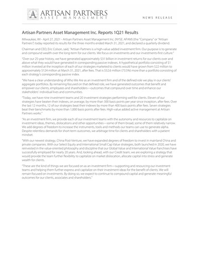 Thumbnail Artisan Partners Quarterly Report 2021-q1