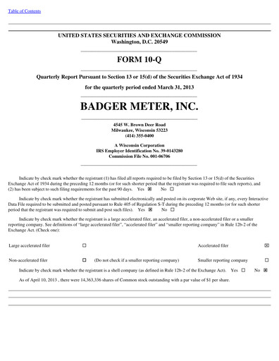 Vorschaubild Badger Meter
 Quartalsbericht 2013-q1
