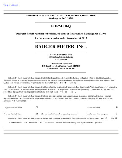 Vorschaubild Badger Meter
 Quartalsbericht 2013-q3