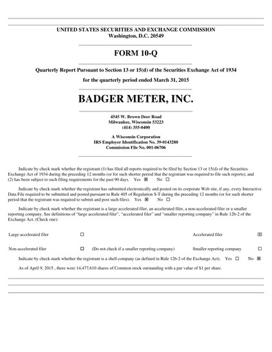 Vorschaubild Badger Meter
 Quartalsbericht 2015-q1