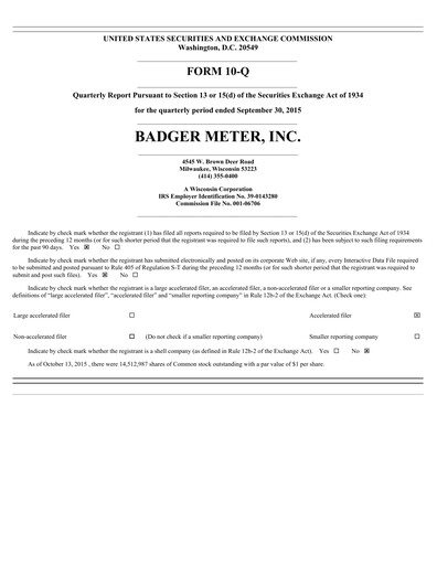 Vorschaubild Badger Meter
 Quartalsbericht 2015-q3