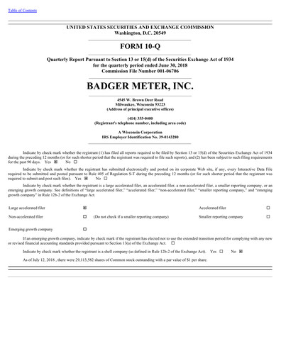 Vorschaubild Badger Meter
 Quartalsbericht 2018-q2