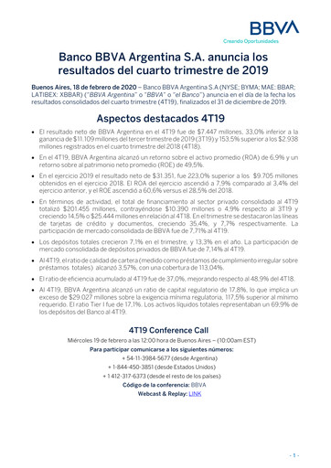 Thumbnail BBVA Argentina Quarterly Report 2019-q4