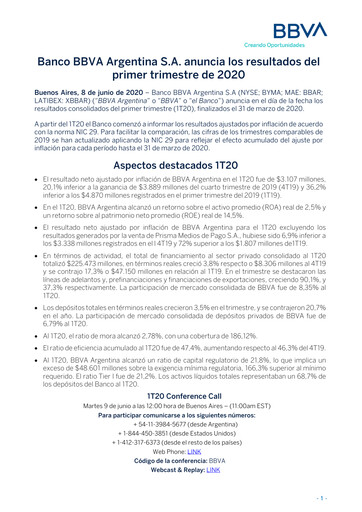 Thumbnail BBVA Argentina Quarterly Report 2020-q1