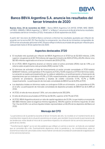 Thumbnail BBVA Argentina Quarterly Report 2020-q3