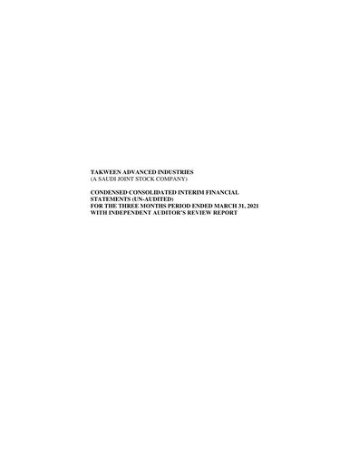 Thumbnail Takween Advanced Industries Quarterly Report 2021-q1