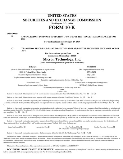 Thumbnail Micron Technology Annual Report 2013