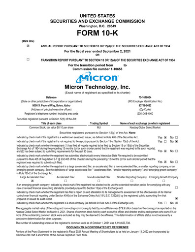 Thumbnail Micron Technology Annual Report 2021