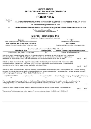 Thumbnail Micron Technology Quarterly Report 2025-q3