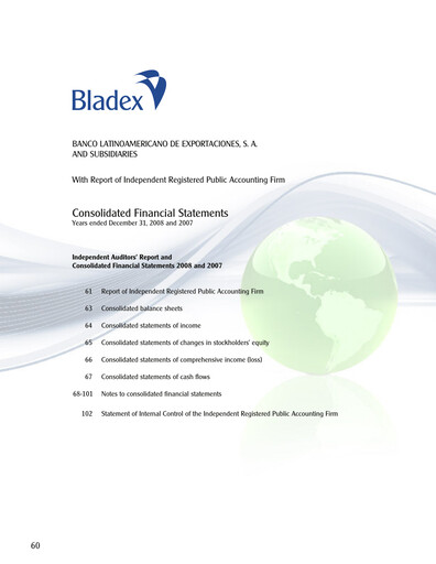 Thumbnail Banco Latinoamericano de Comercio Exterior Financial Statement 2008