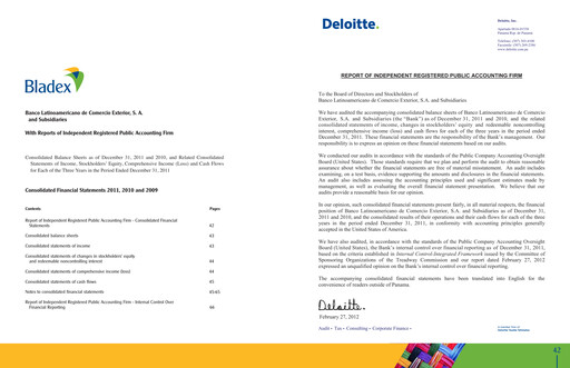 Thumbnail Banco Latinoamericano de Comercio Exterior Financial Statement 2011