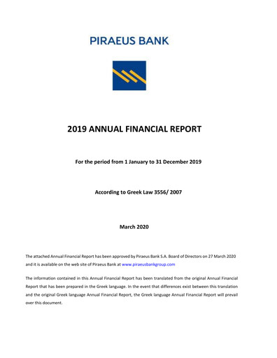 Thumbnail Piraeus Financial Holdings Financial Statement 2019