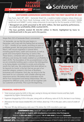 Vorschaubild Banco Santander Brasil Quartalsbericht 2021-q1