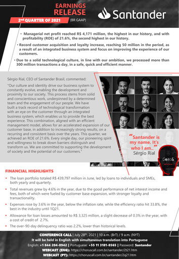 Vorschaubild Banco Santander Brasil Quartalsbericht 2021-q2