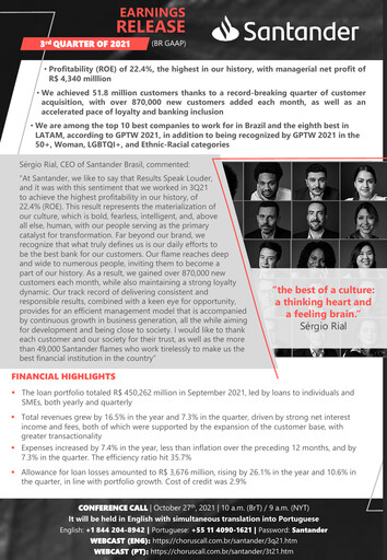 Vorschaubild Banco Santander Brasil Quartalsbericht 2021-q3