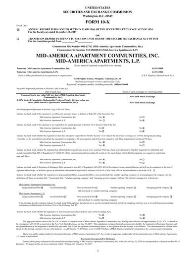 Thumbnail Mid-America Apartment Communities Financial Report 2017