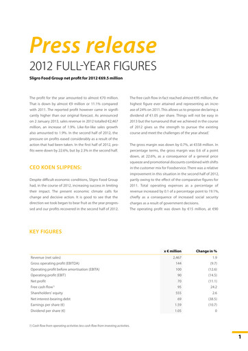 Thumbnail Sligro Food Financial Statement 2012