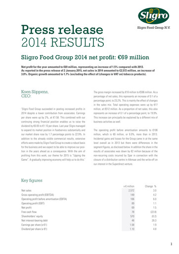 Thumbnail Sligro Food Financial Statement 2014
