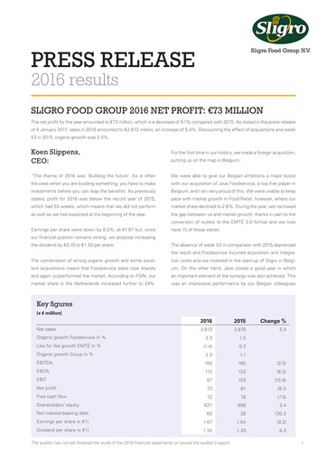 Thumbnail Sligro Food Financial Statement 2016