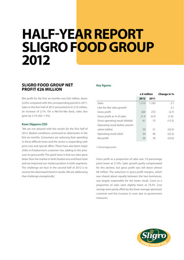 Thumbnail Sligro Food Half-year Report 2012