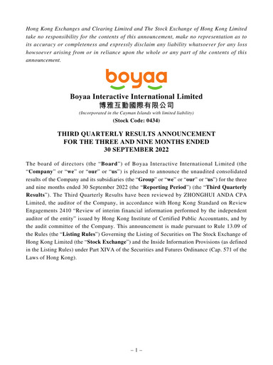 Thumbnail Boyaa Interactive Quarterly Report 2022-q3