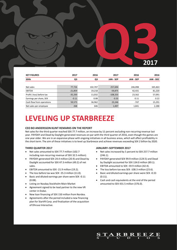 Thumbnail Starbreeze Quarterly Report 2017-q3