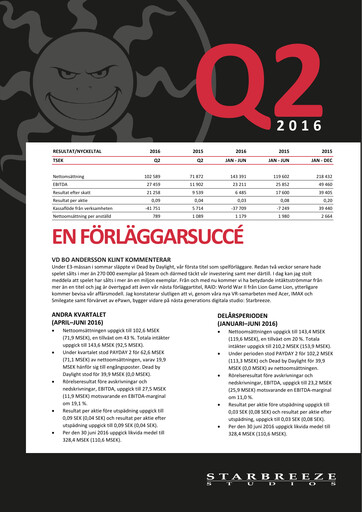 Thumbnail Starbreeze Quarterly Report 2016-q2