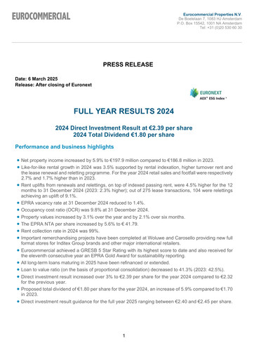 Thumbnail Eurocommercial Properties Financial Statement 2024
