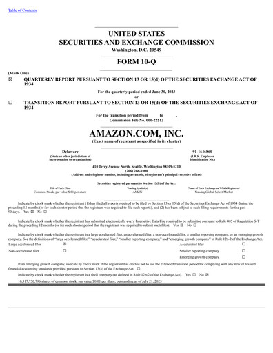 Thumbnail Amazon Quarterly Report 2023-q2