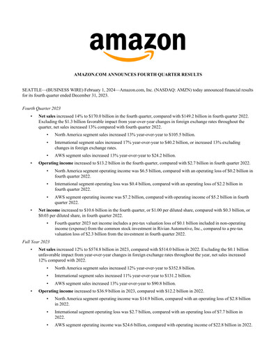 Miniature Amazon Rapport trimestriel 2023-q4